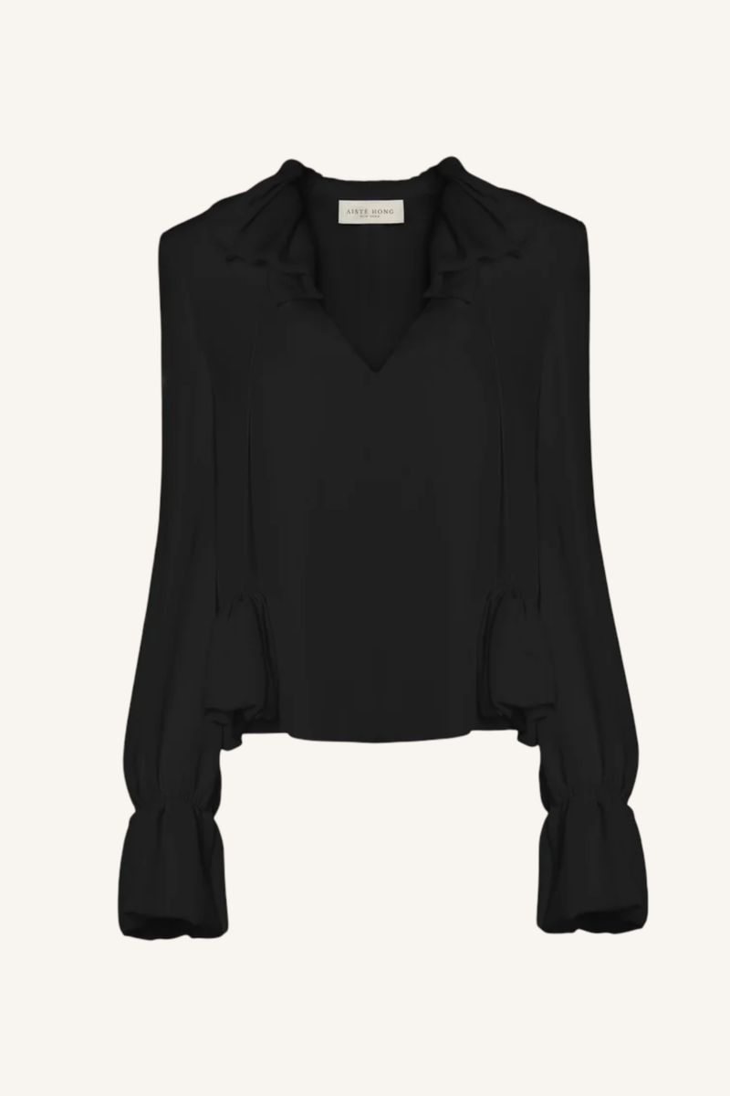 Ruffle Tie-Neck Blouse