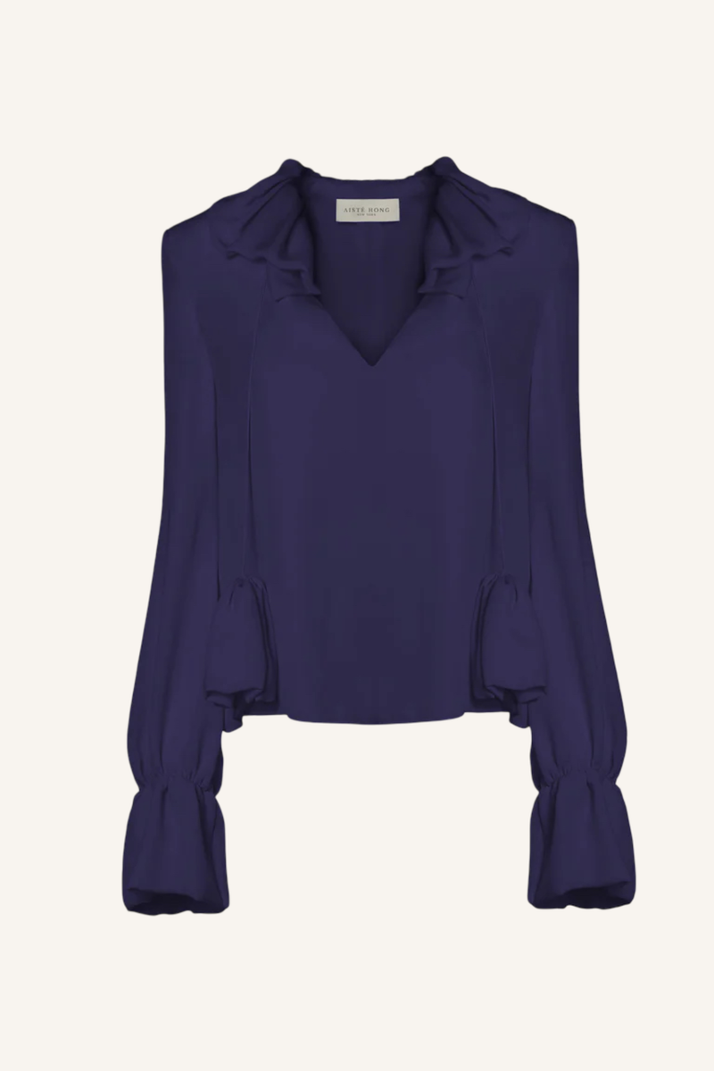 Ruffle Tie-Neck Blouse