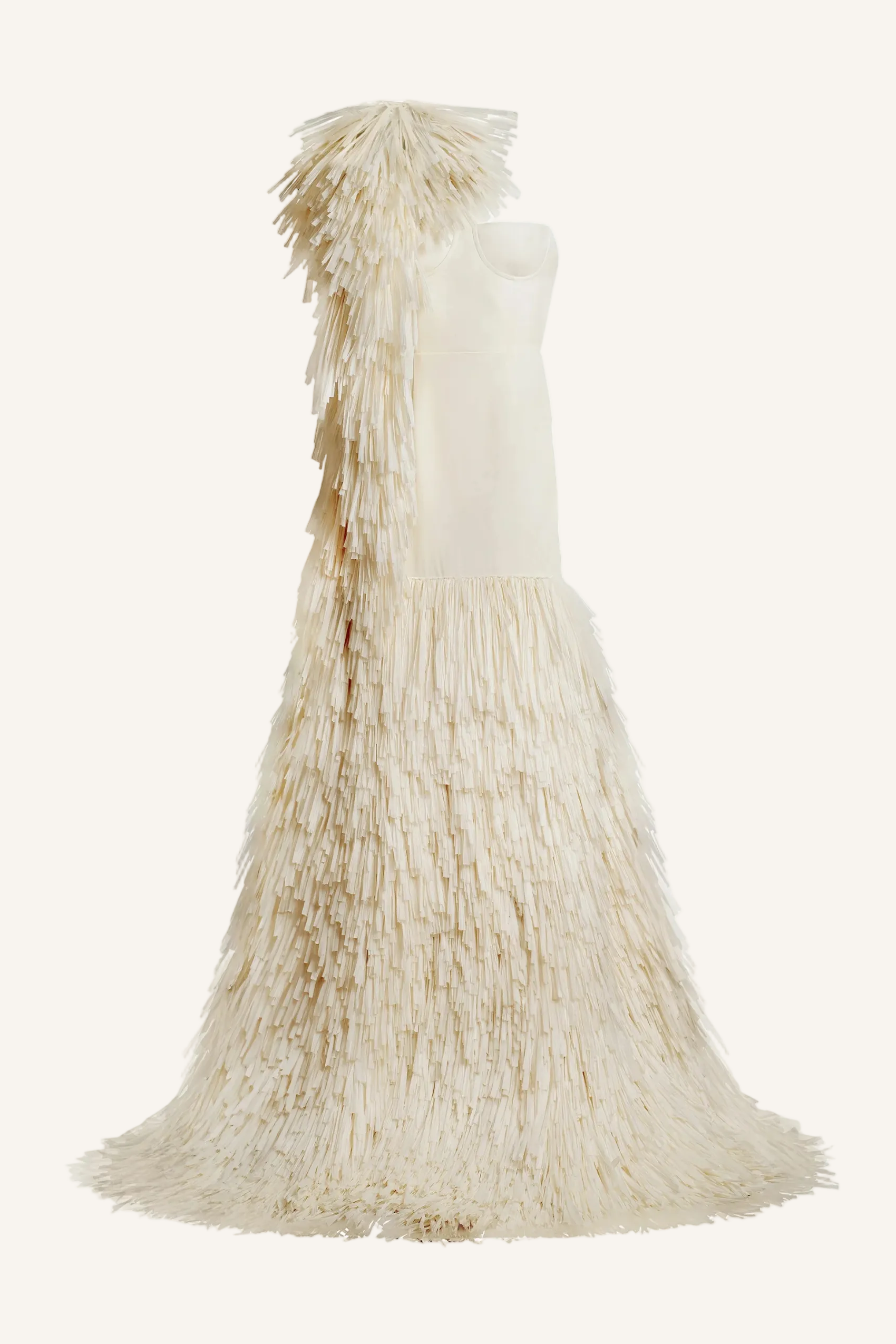Asymmetric Raffia Gown