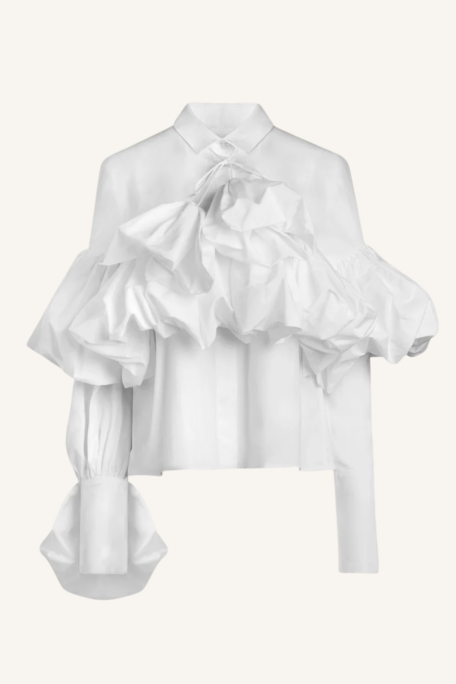 Gathered Tie-Neck Shirt