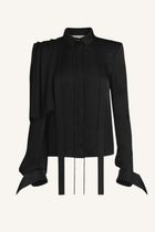 Draped Shoulder Tie-Neck Shirt