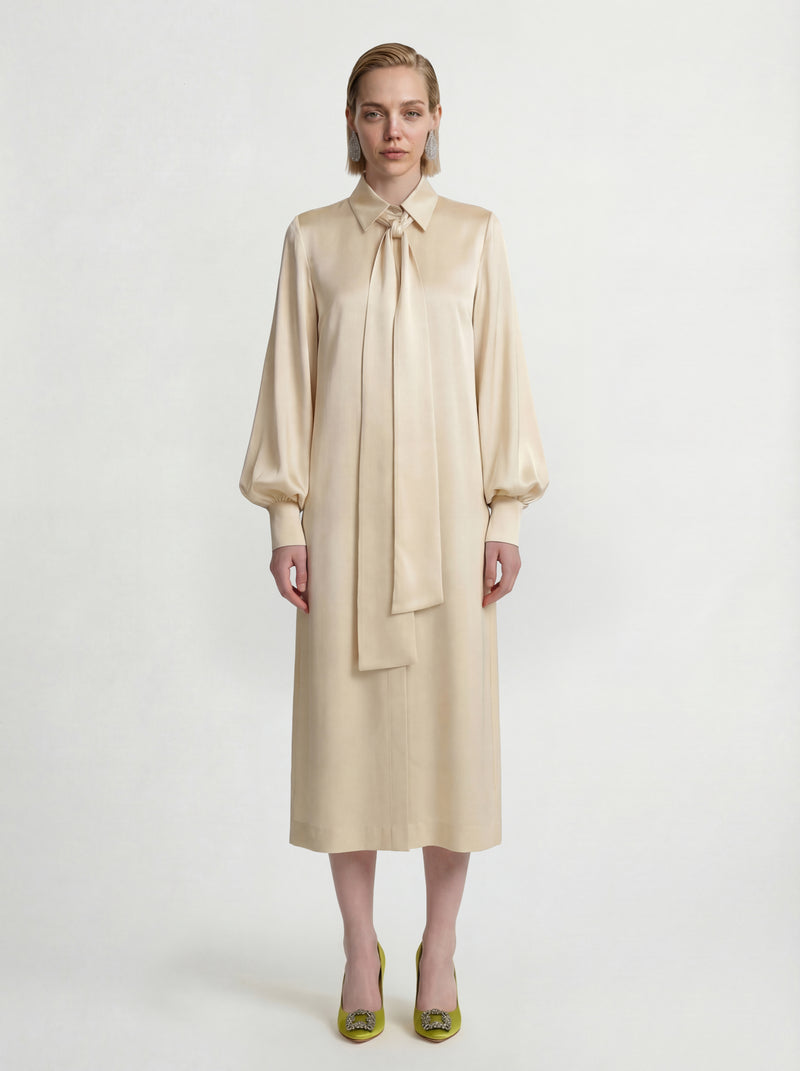 Tie-Neck Shirt Dress