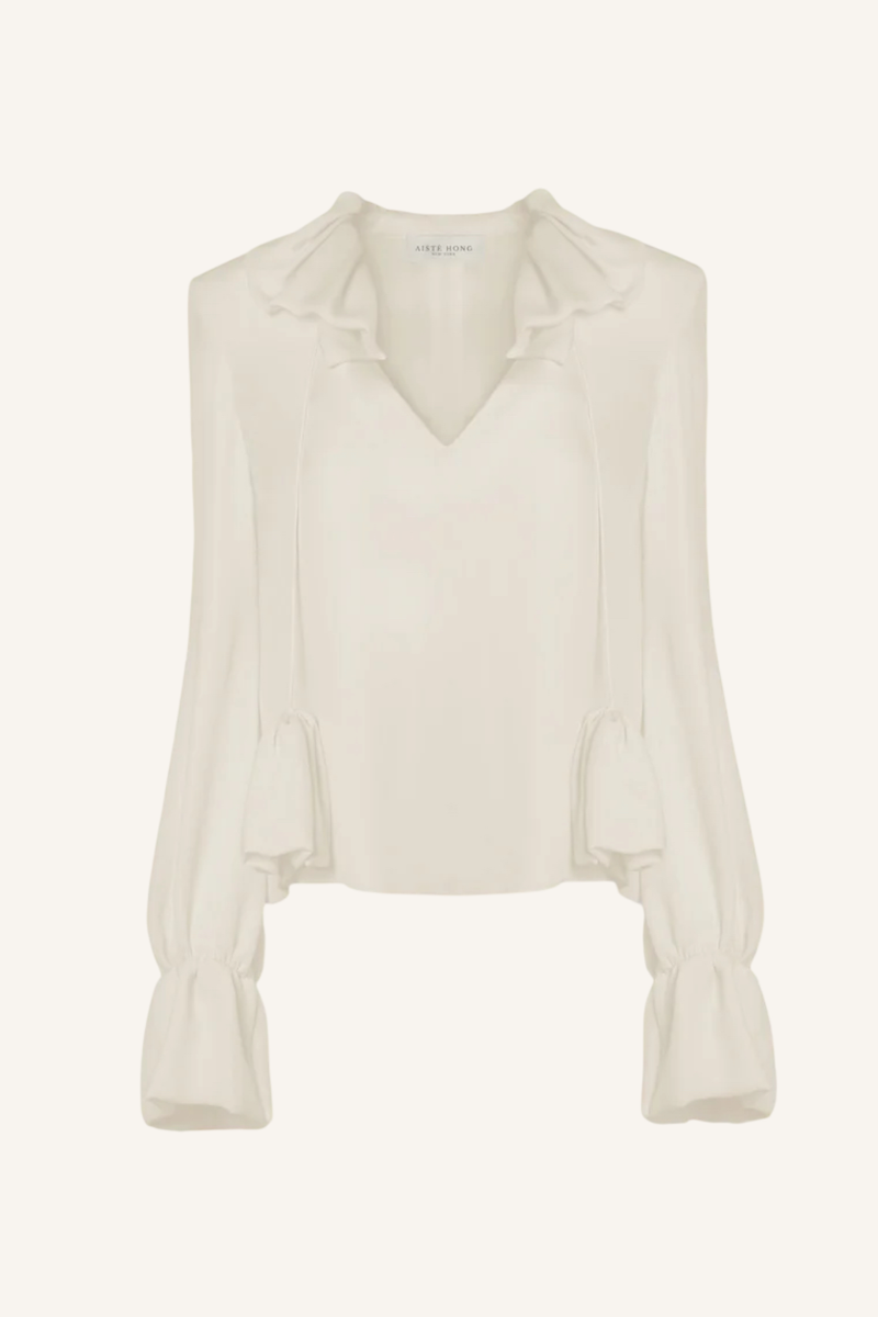 Ruffle Tie-Neck Blouse