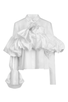 Gathered Tie-Neck Shirt