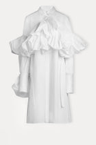 Gathered Tie-Neck Shirt Dress
