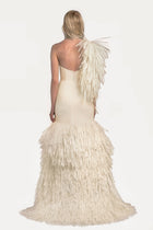 Asymmetric Raffia Gown