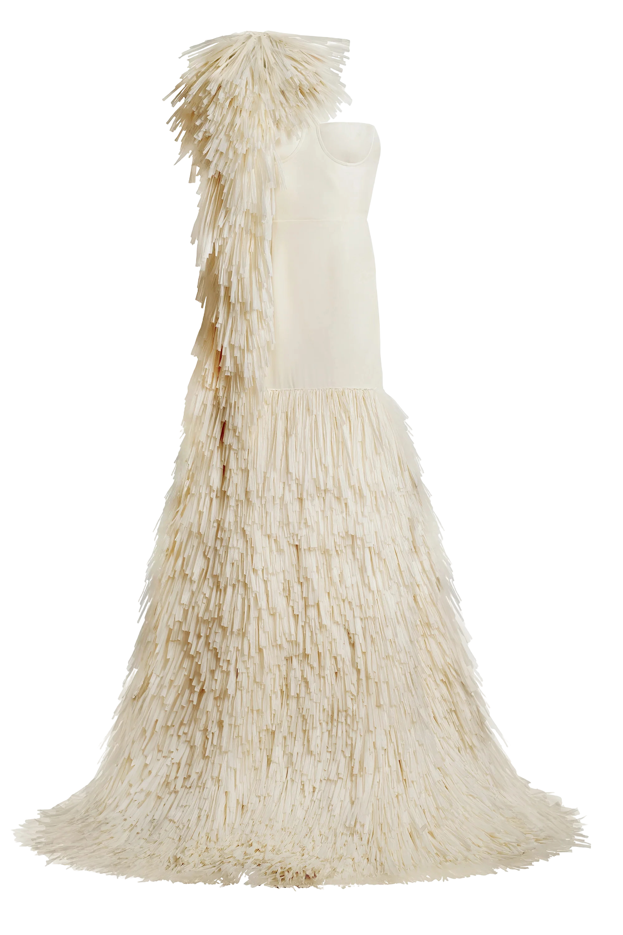 Asymmetric Raffia Gown