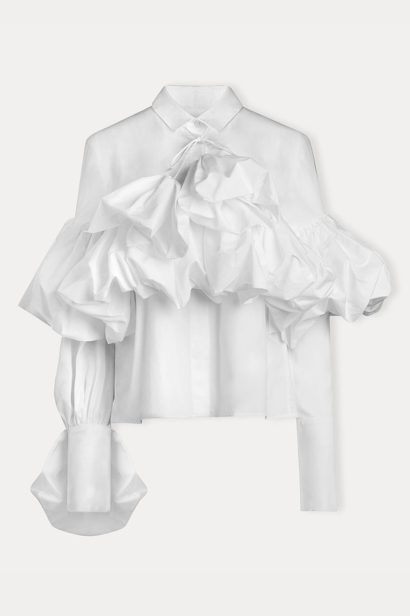 Gathered Tie-Neck Shirt