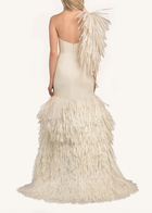 Asymmetric Raffia Gown