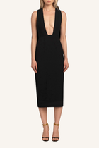 Plunge Neck Midi Dress