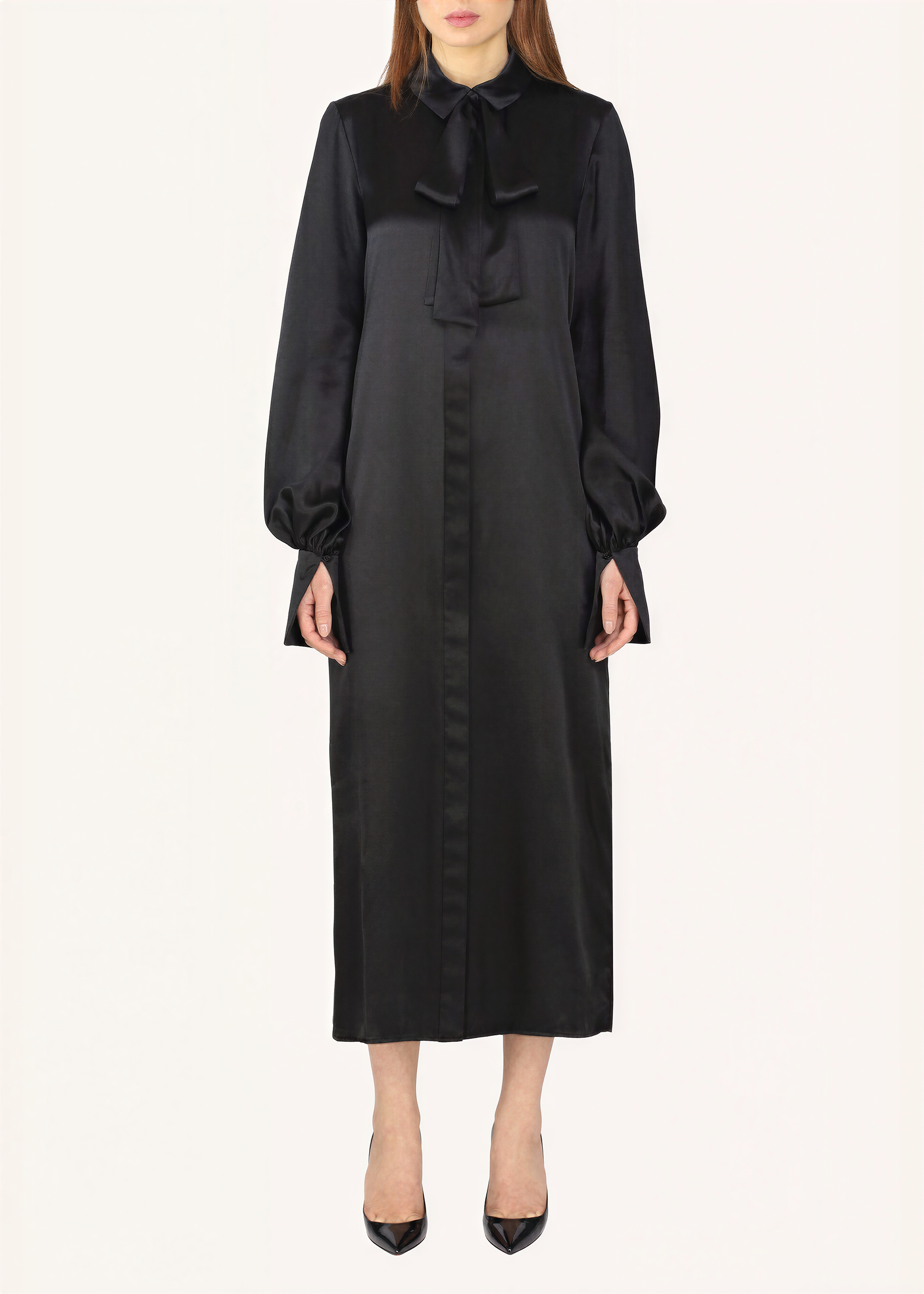 Tie-Neck Shirt Dress