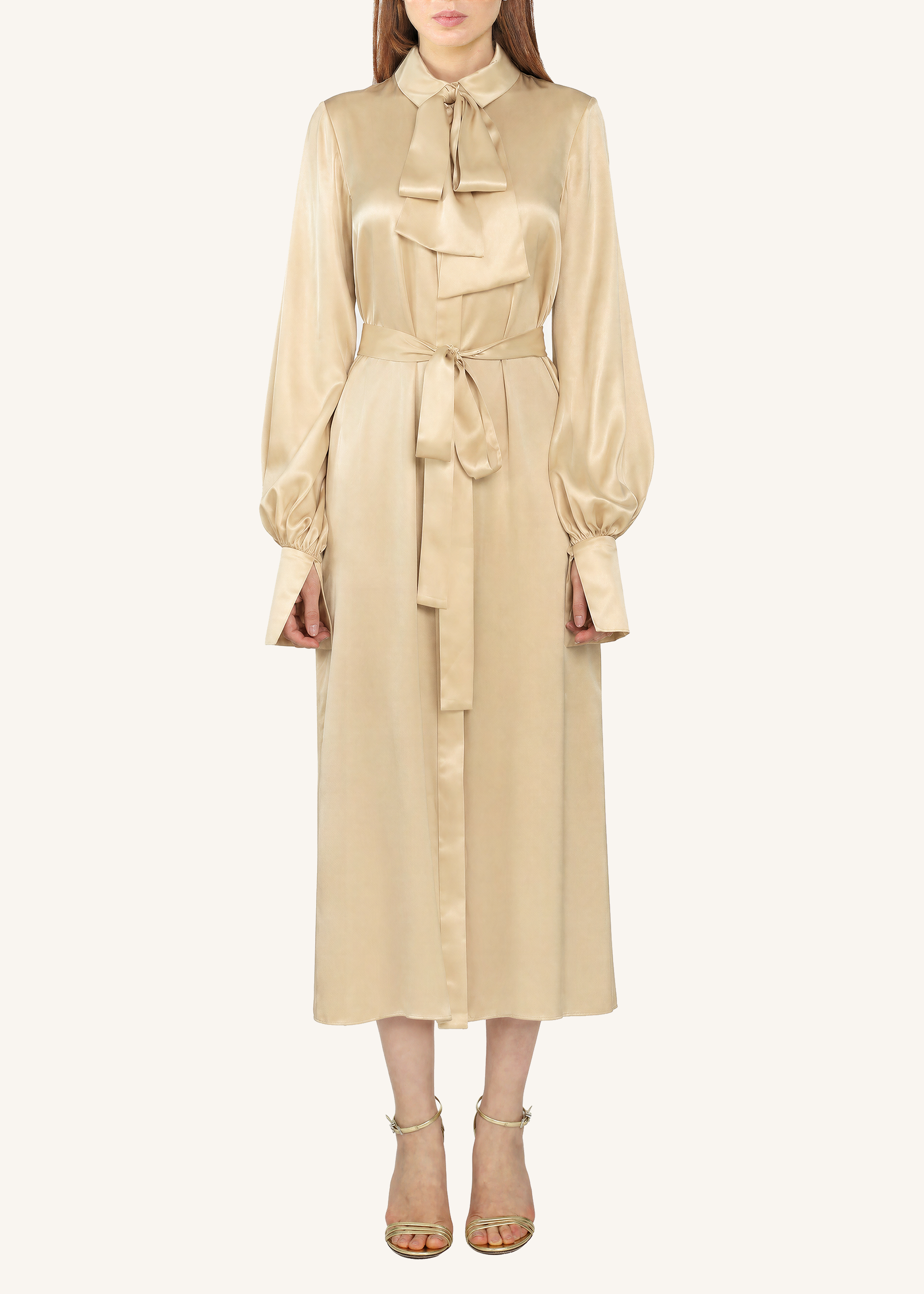 Tie-Neck Shirt Dress