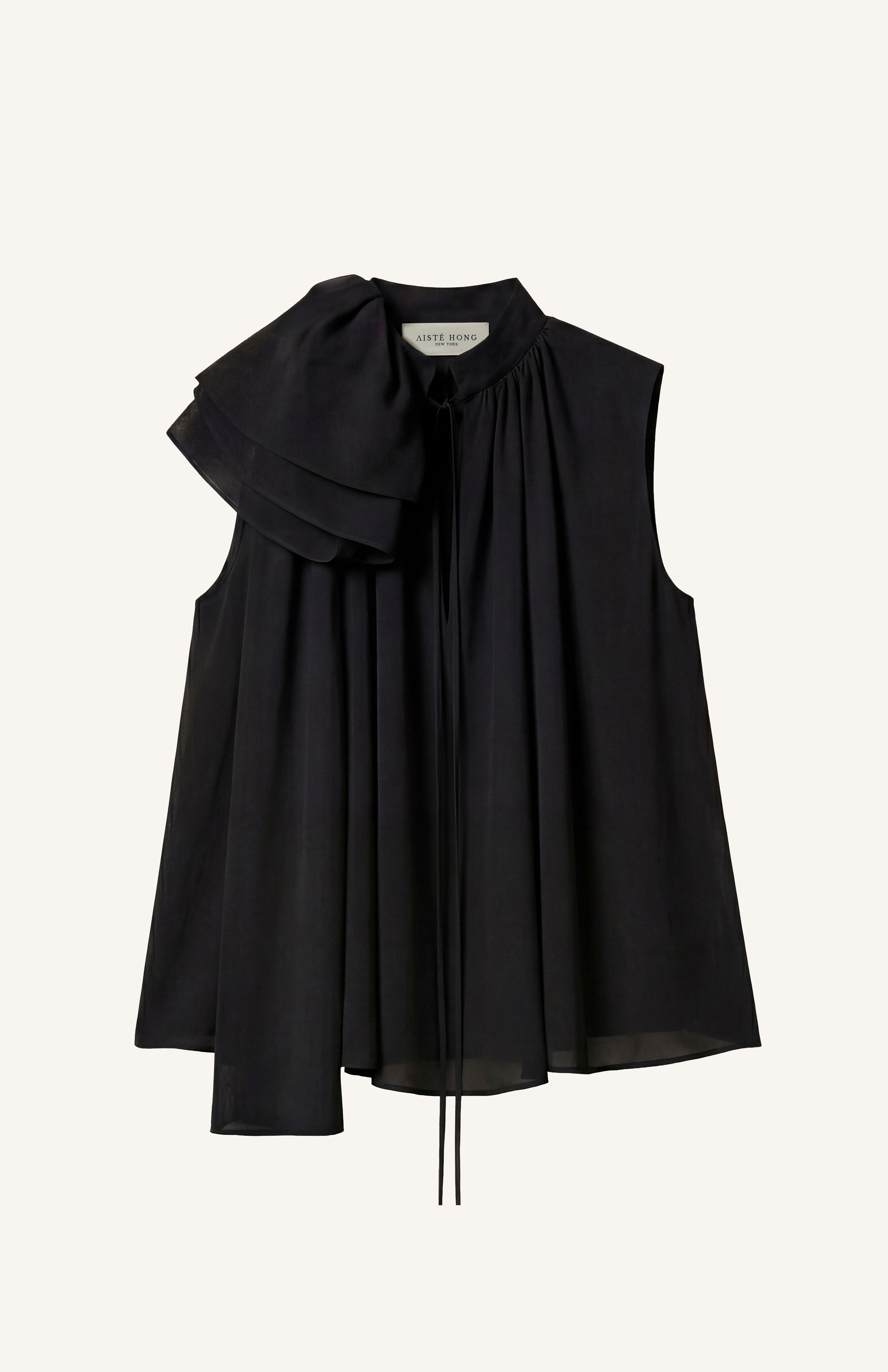 Ruffle Tie-Neck Blouse | Aiste Hong