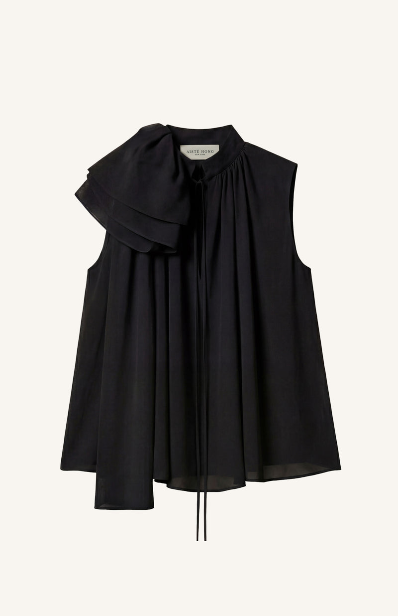 Ruffle Tie-Neck Blouse