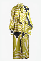 Printed Tie-Neck Shirt Dress