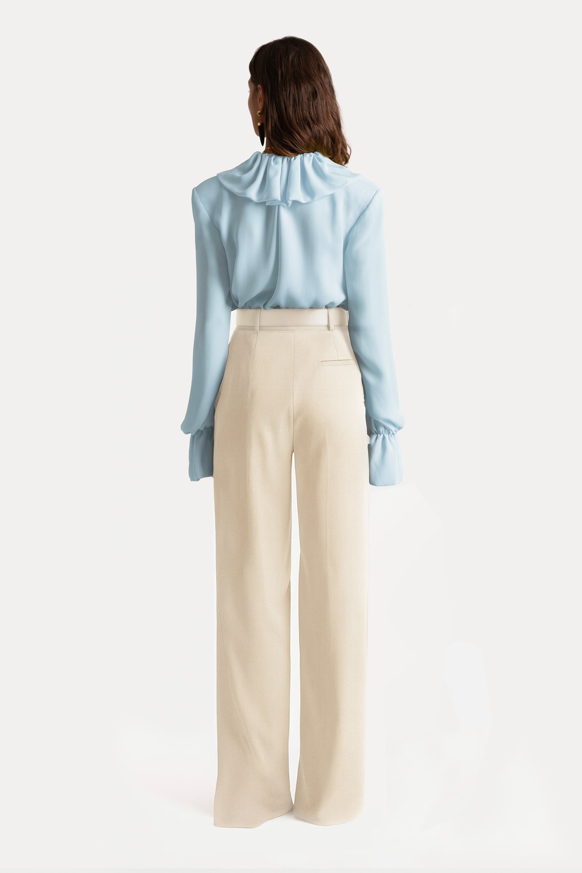 Fold Over Hem Wide-Leg Pants
