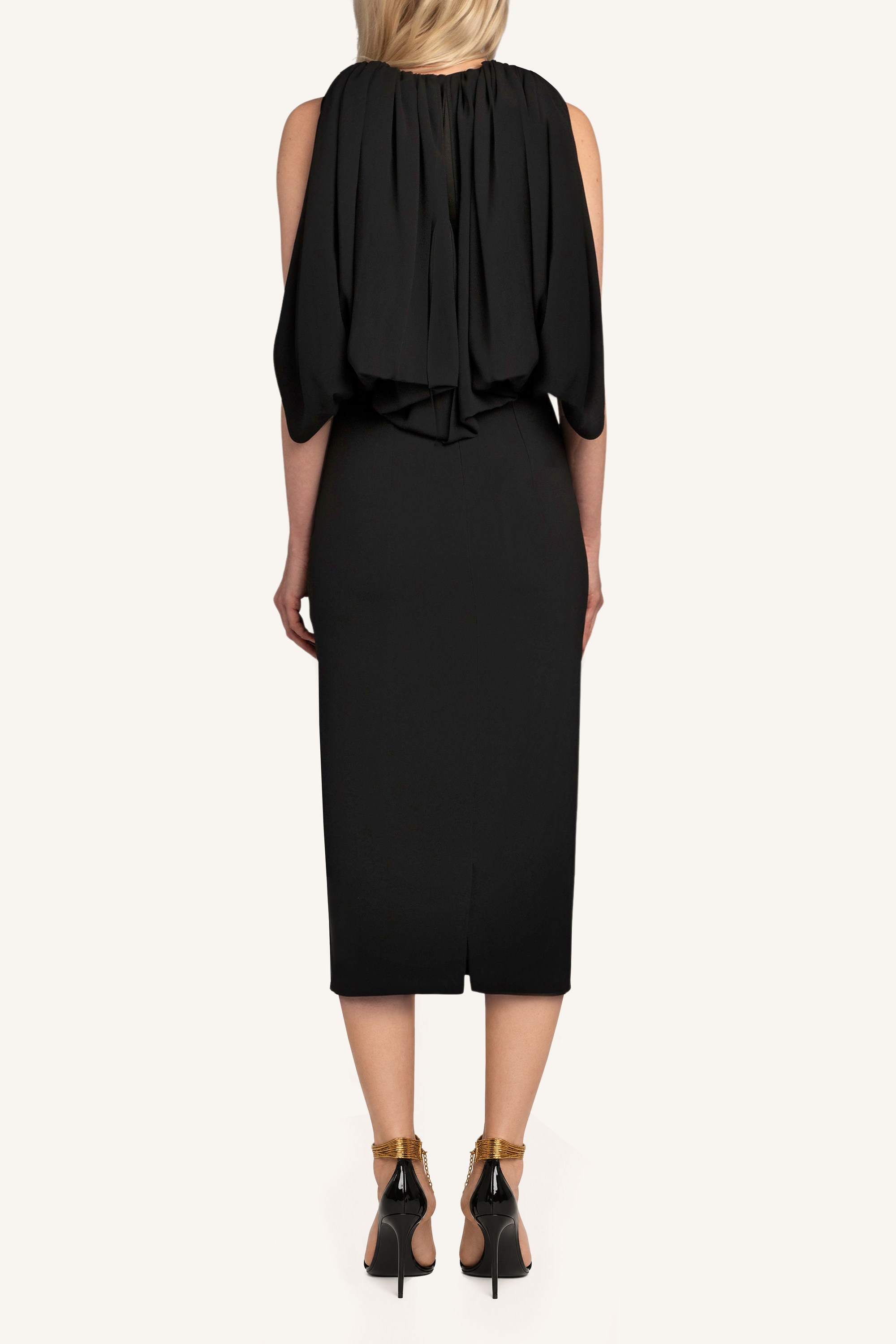 Plunge Neck Midi Dress