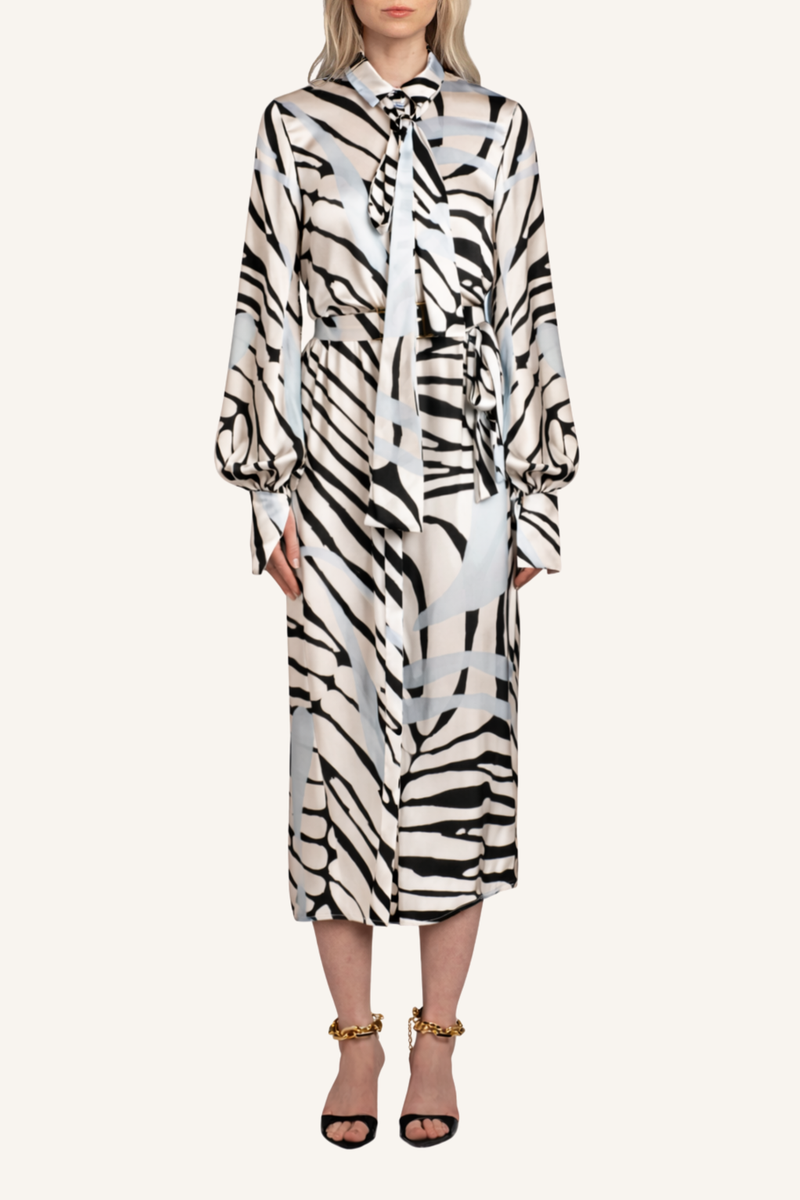 Tie-Neck Shirt Dress