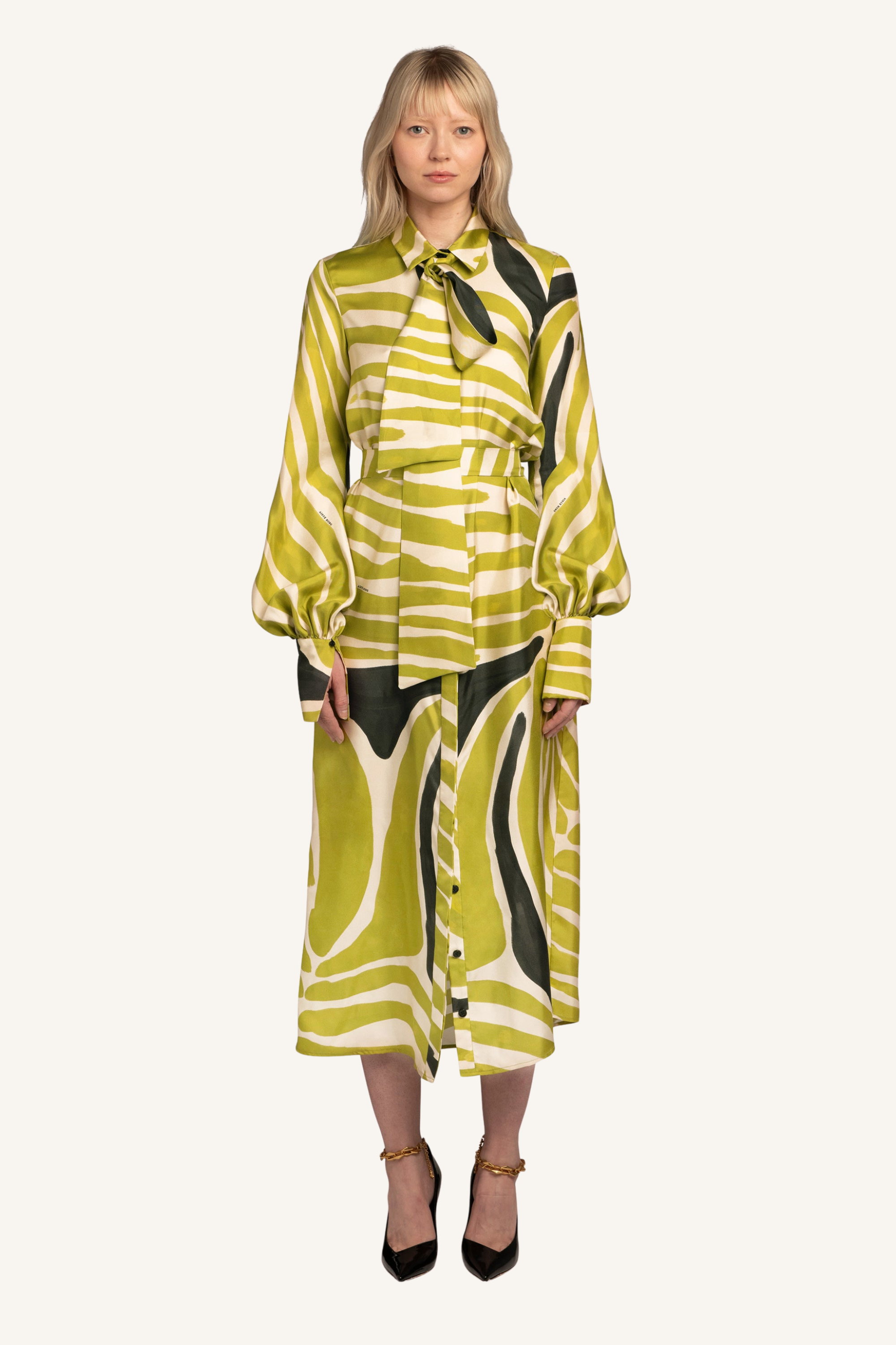 Tie-Neck Shirt Dress