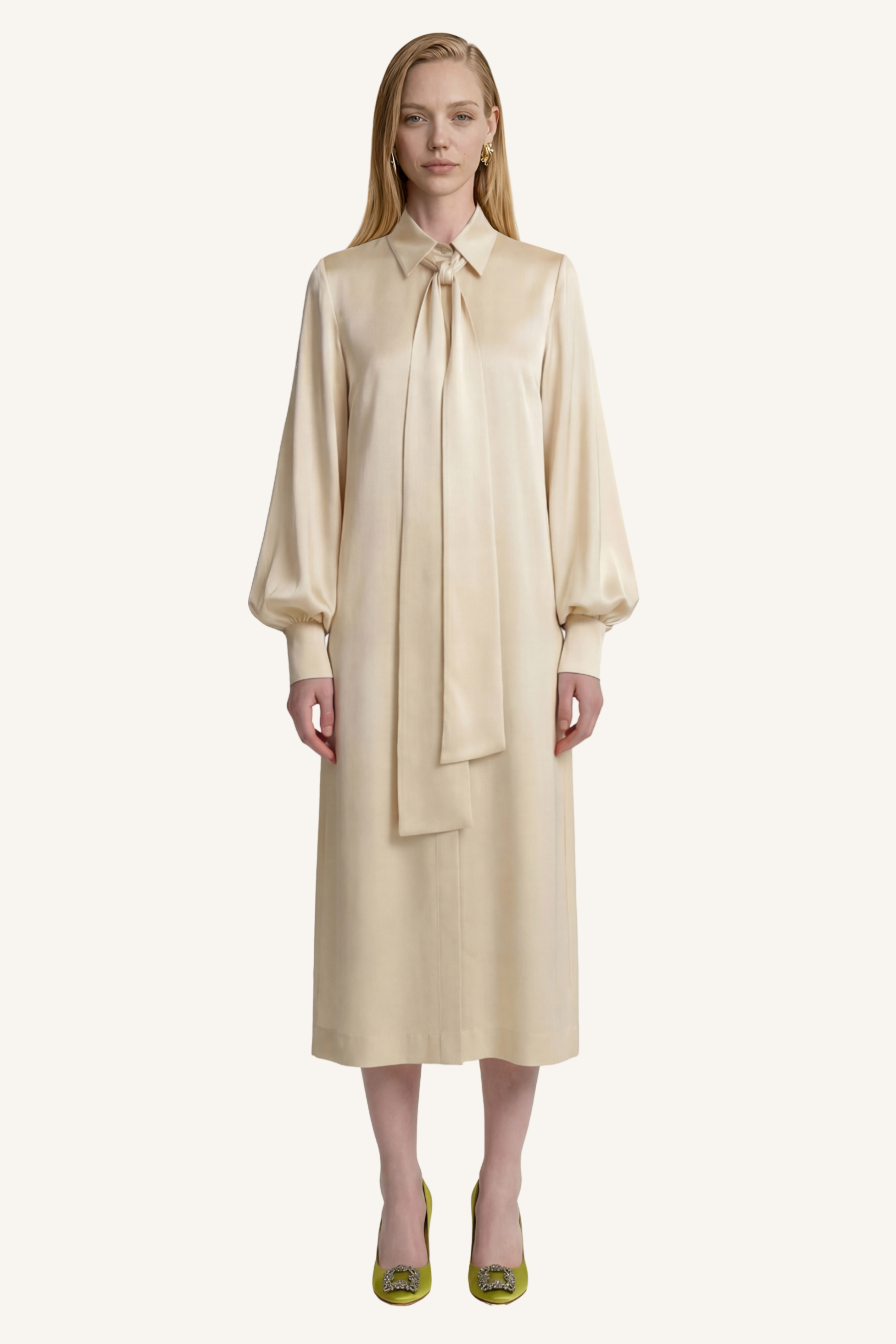 Tie-Neck Shirt Dress