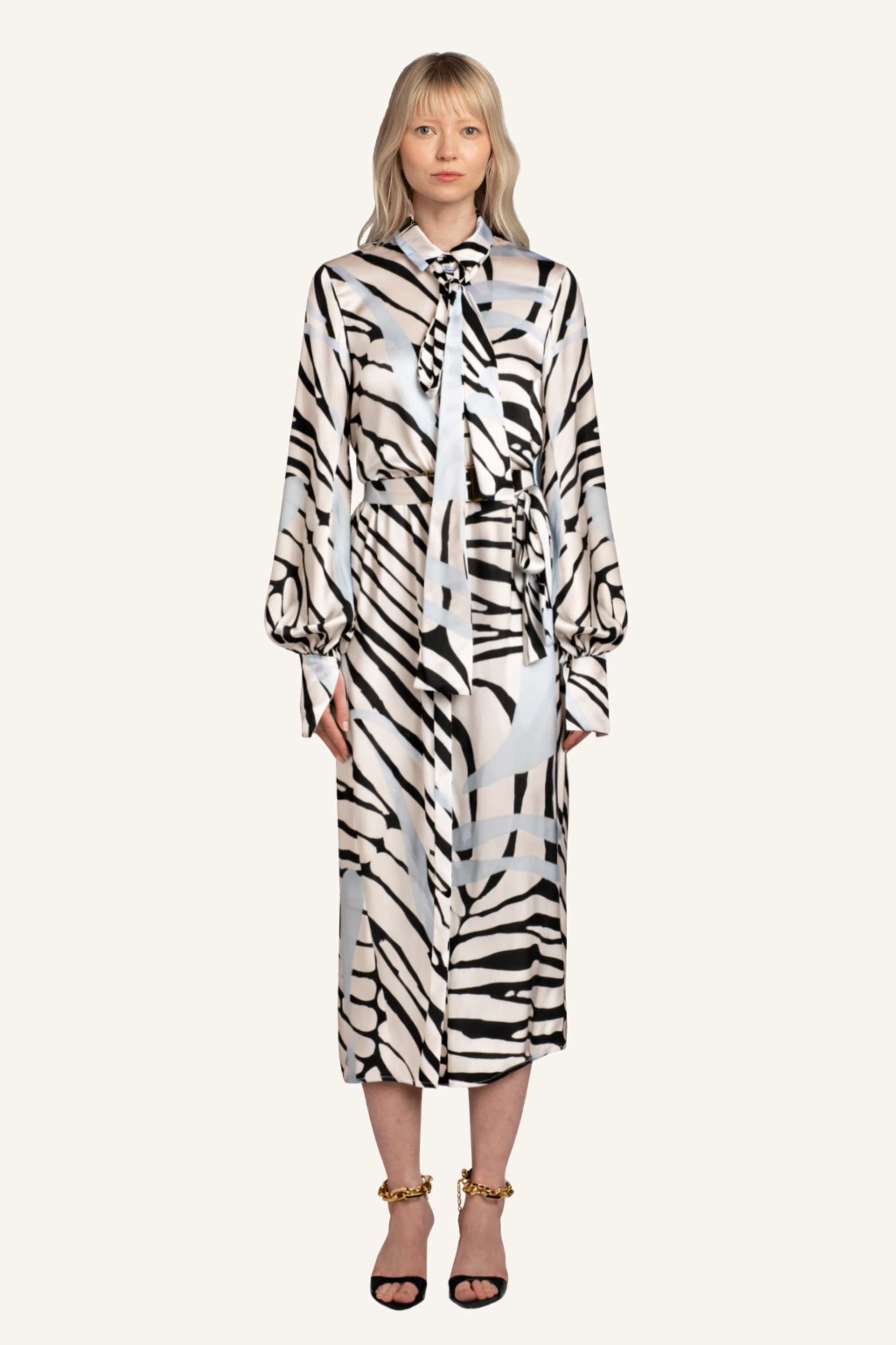 Tie-Neck Shirt Dress