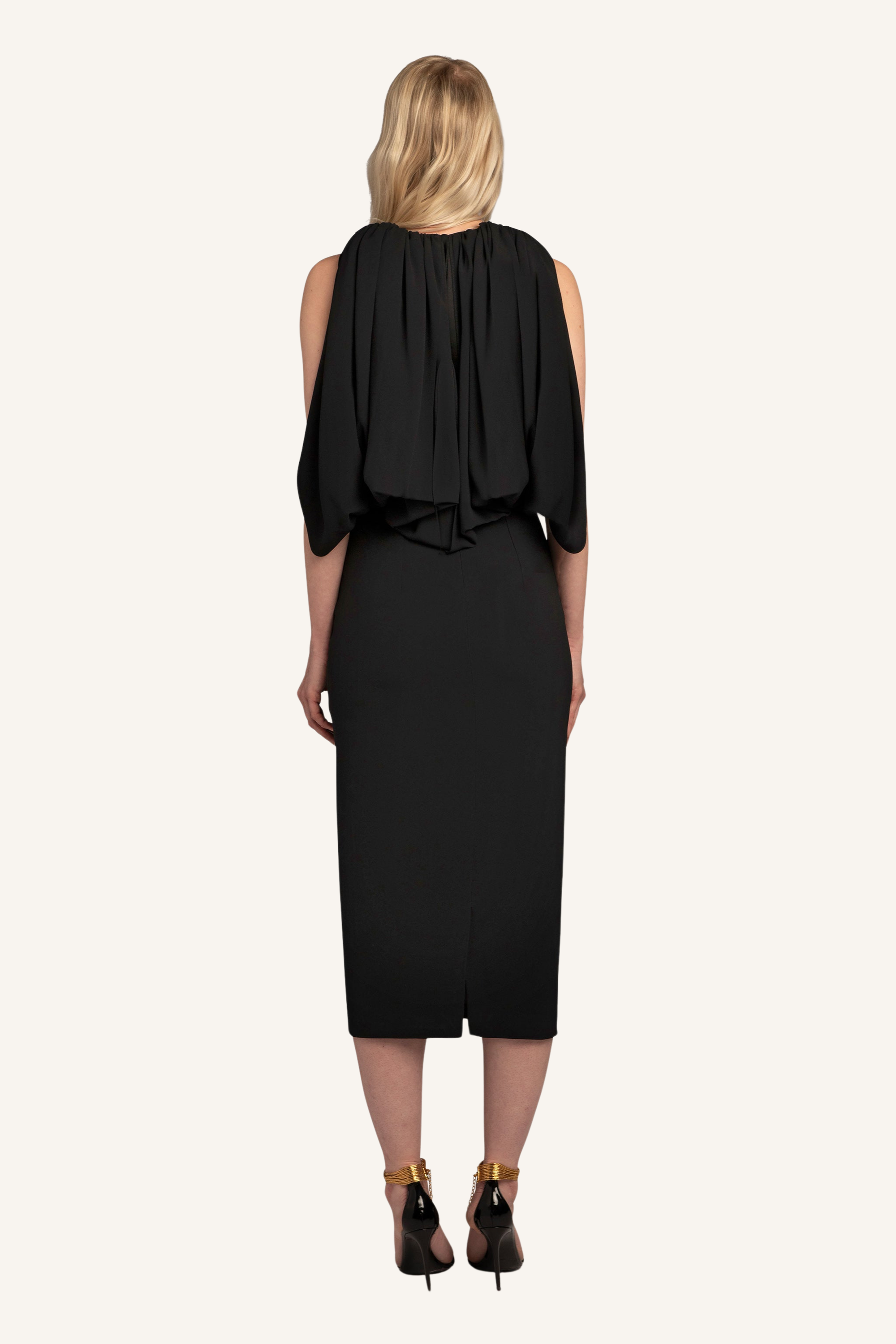 Plunge Neck Midi Dress