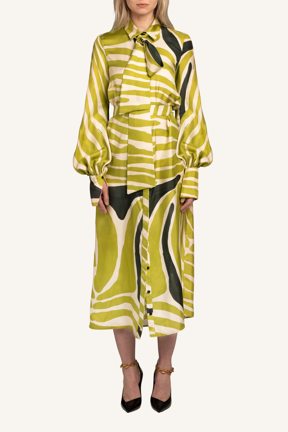 Tie-Neck Shirt Dress