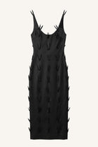 Zipper Feather Midi Dress