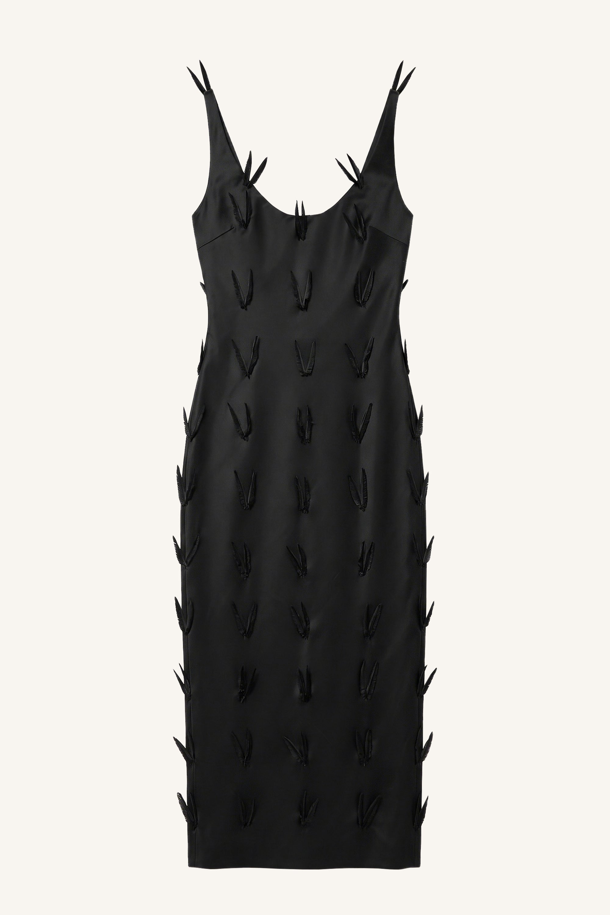 Zipper Feather Midi Dress