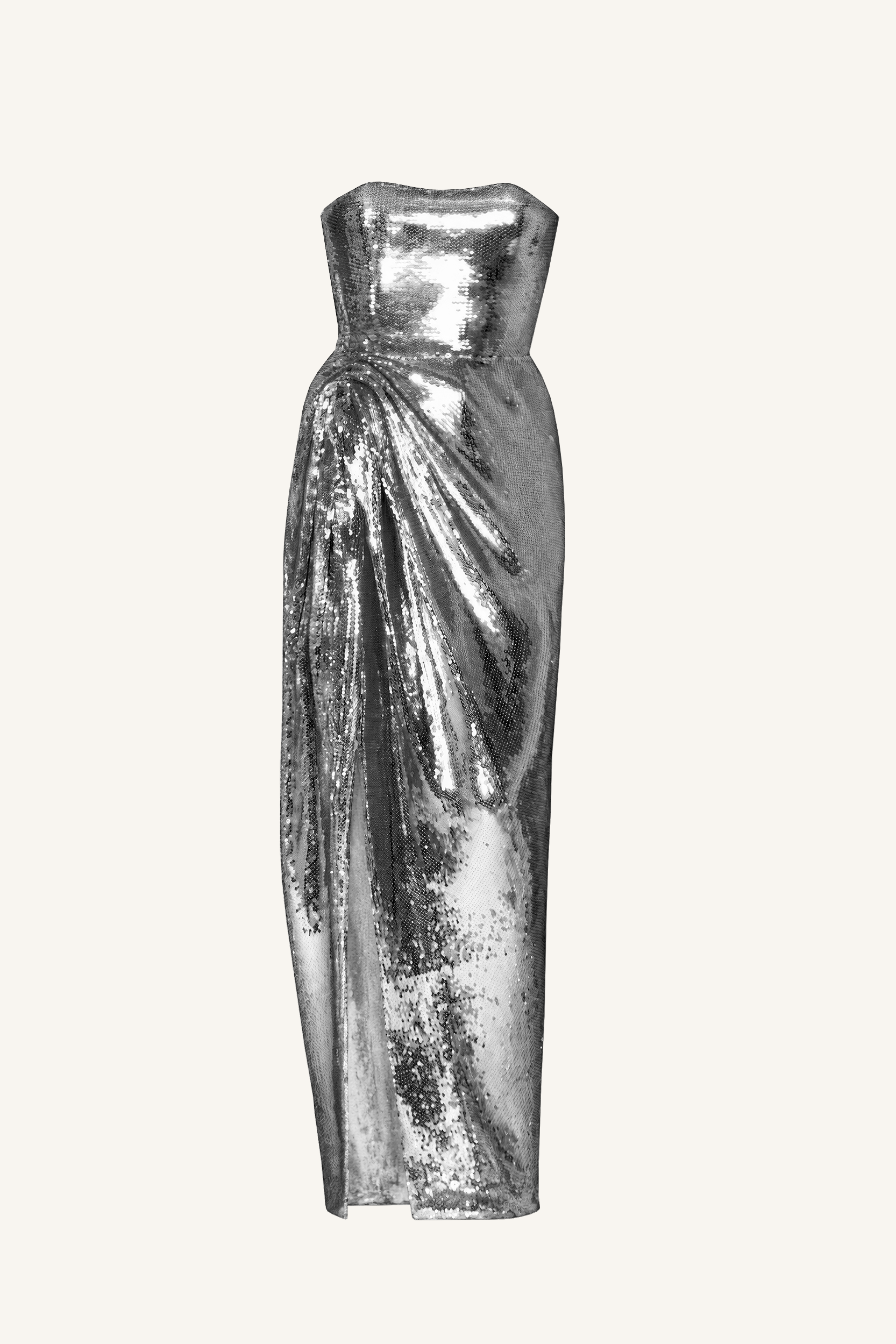 Hip Drape Sequin Gown