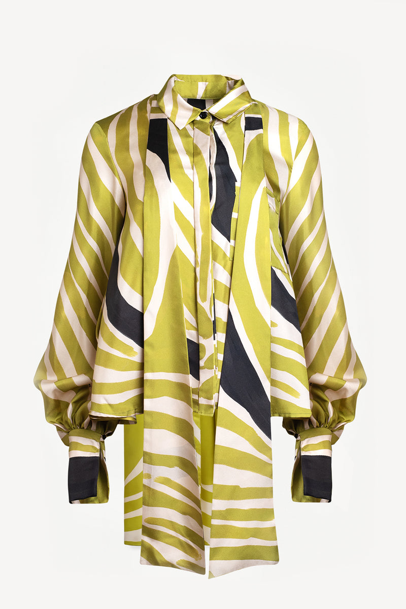 Printed Tie-Neck Shirt