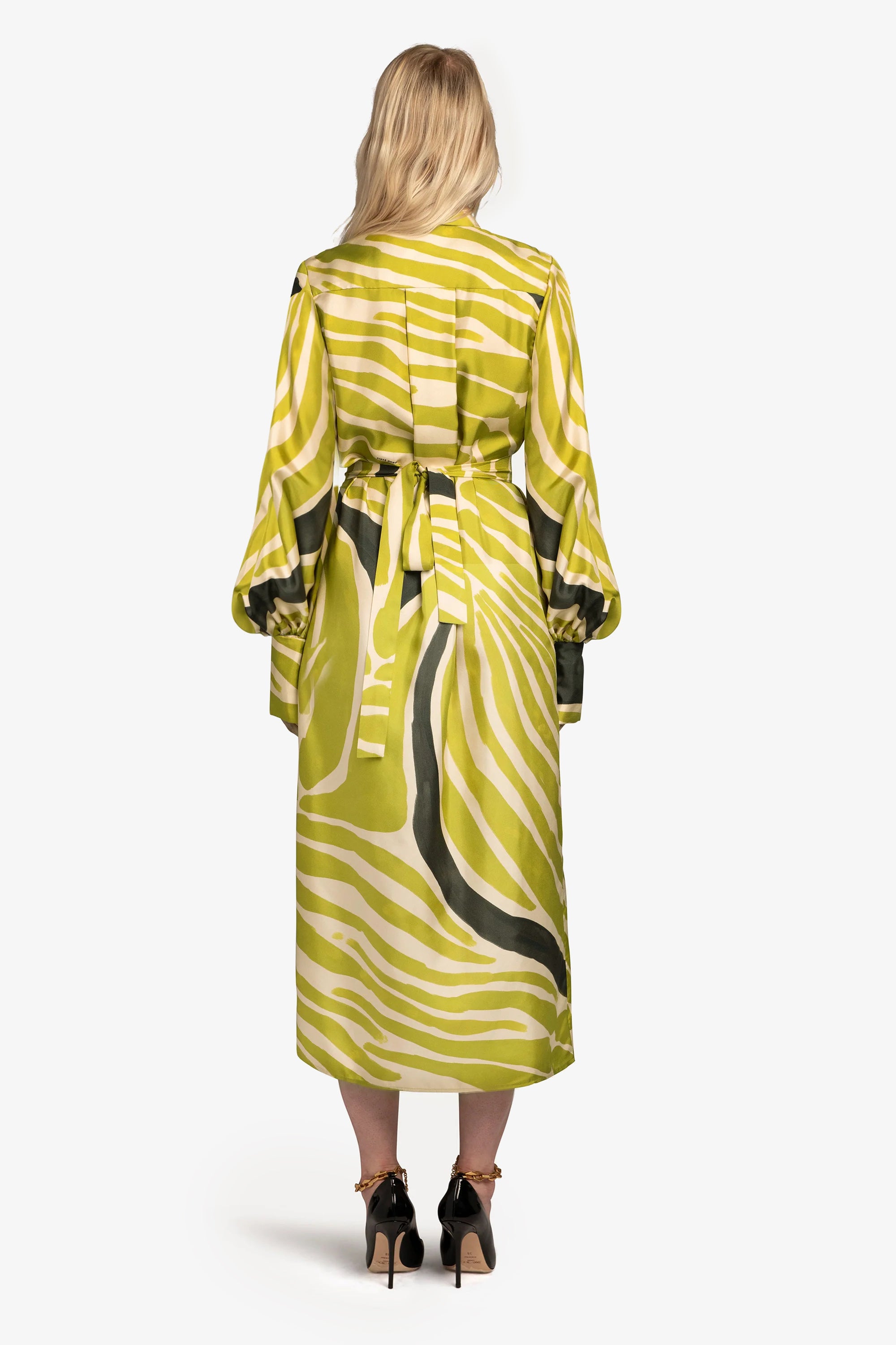 Printed Tie-Neck Shirt Dress