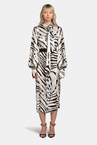 Printed Tie-Neck Shirt Dress