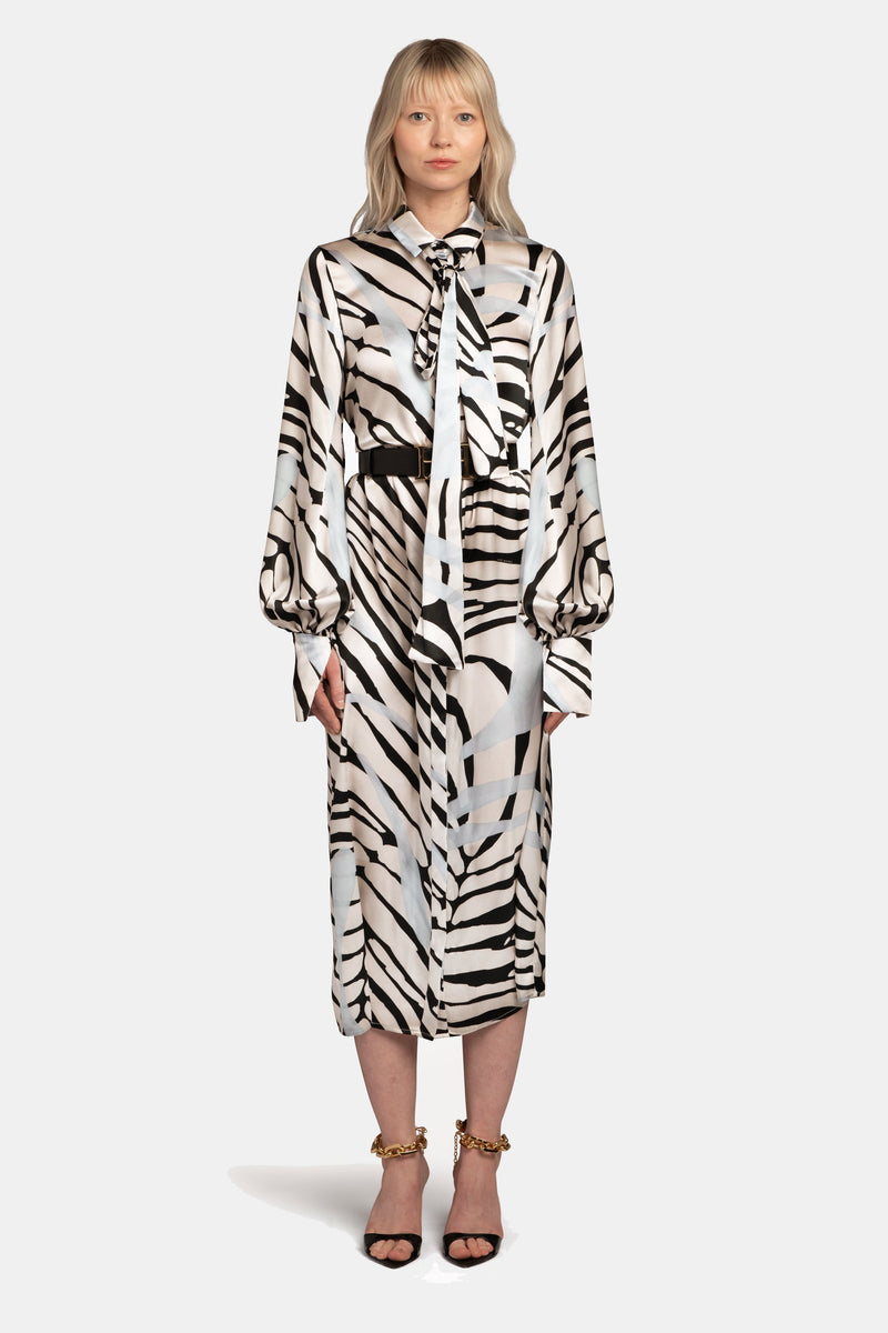 Tie-Neck Shirt Dress