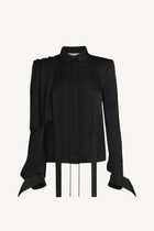 Draped Shoulder Tie-Neck Shirt