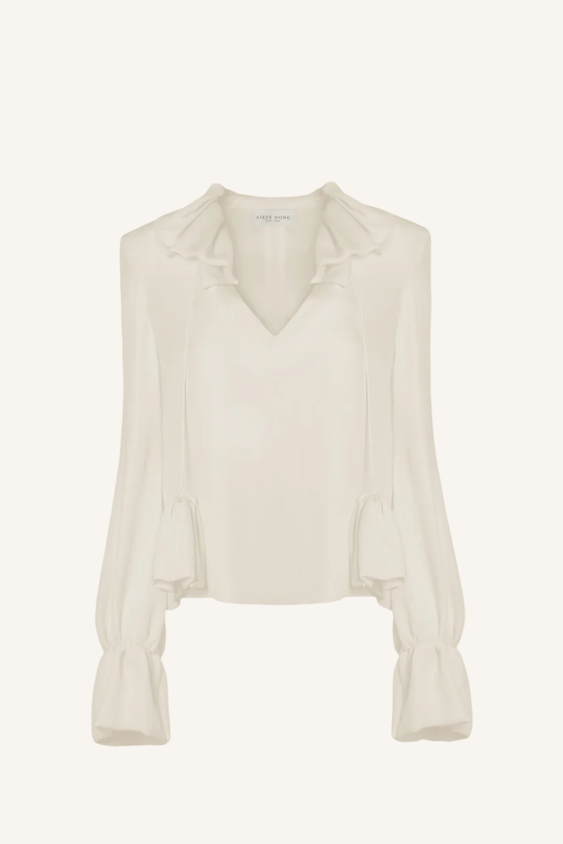 Ruffle Tie-Neck Blouse