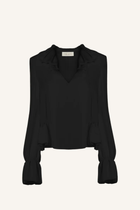 Ruffle Tie-Neck Blouse