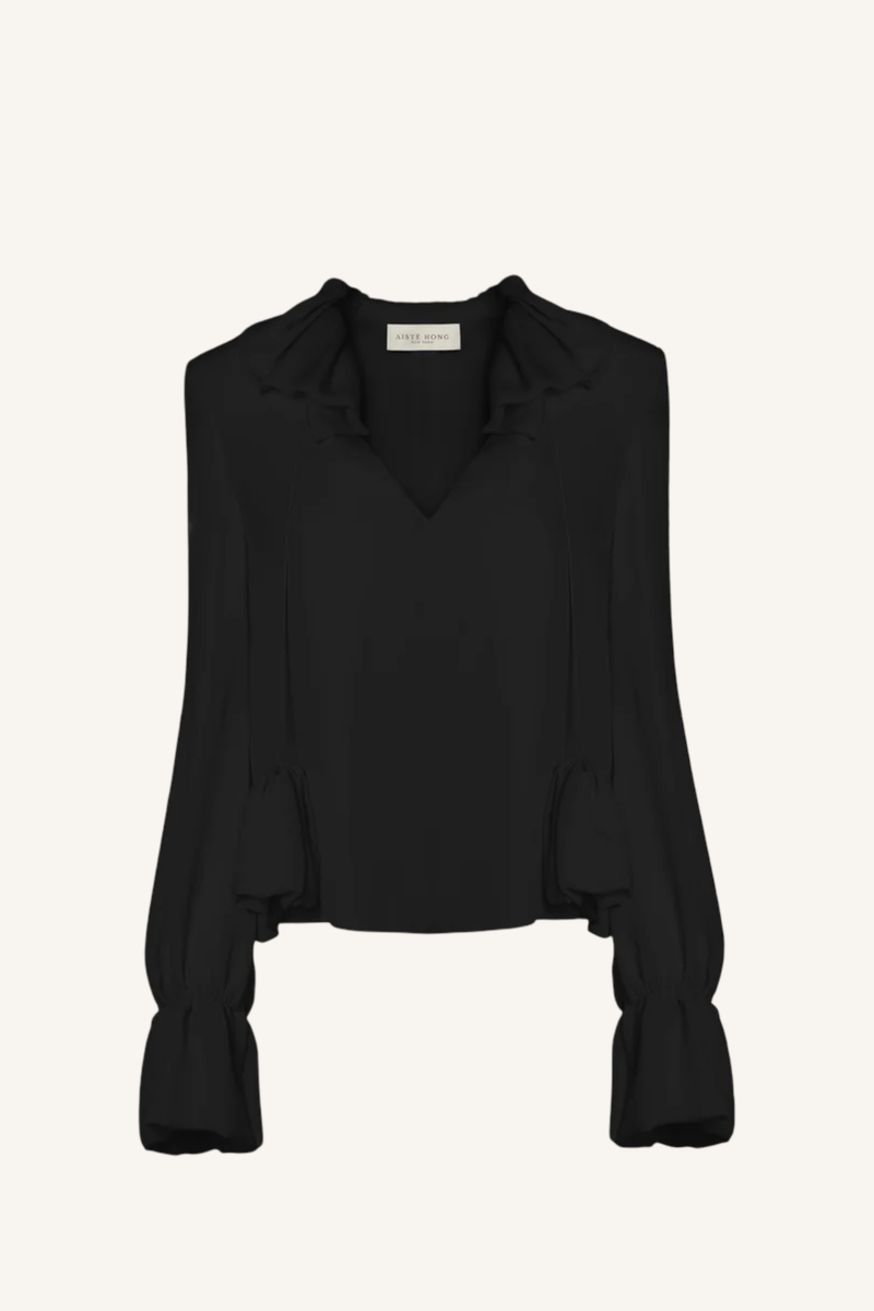 Ruffle Tie-Neck Blouse