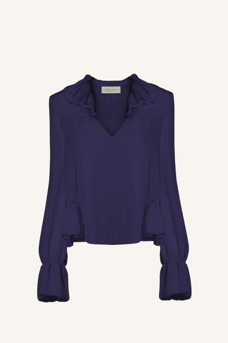 Ruffle Tie-Neck Blouse