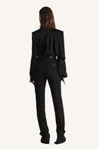 Draped Shoulder Tie-Neck Shirt
