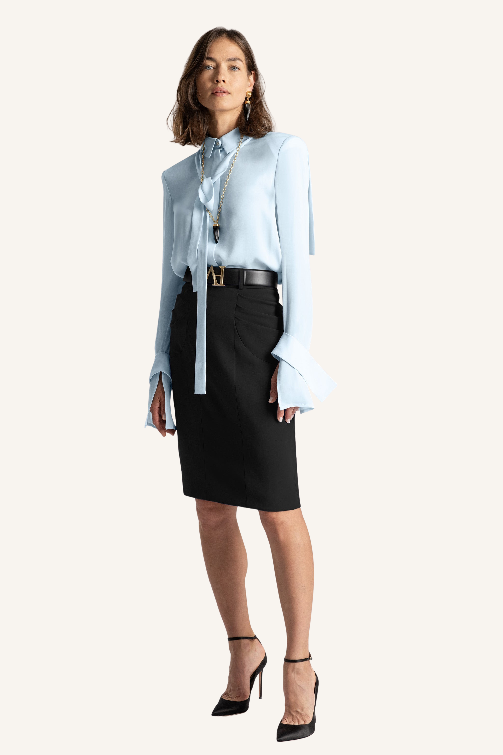 Draped Hip Pencil Skirt
