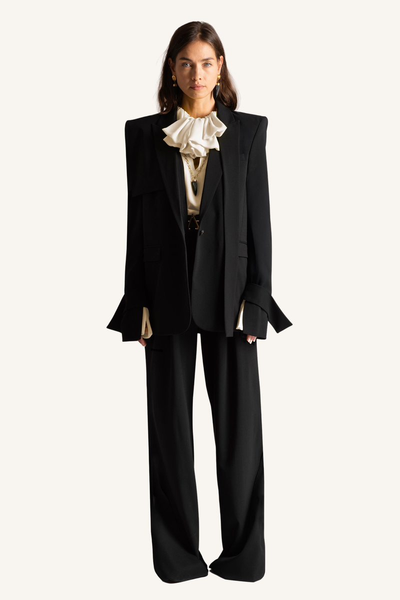 Asymmetric Back Flap Blazer