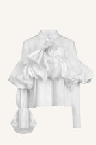 Gathered Tie-Neck Shirt