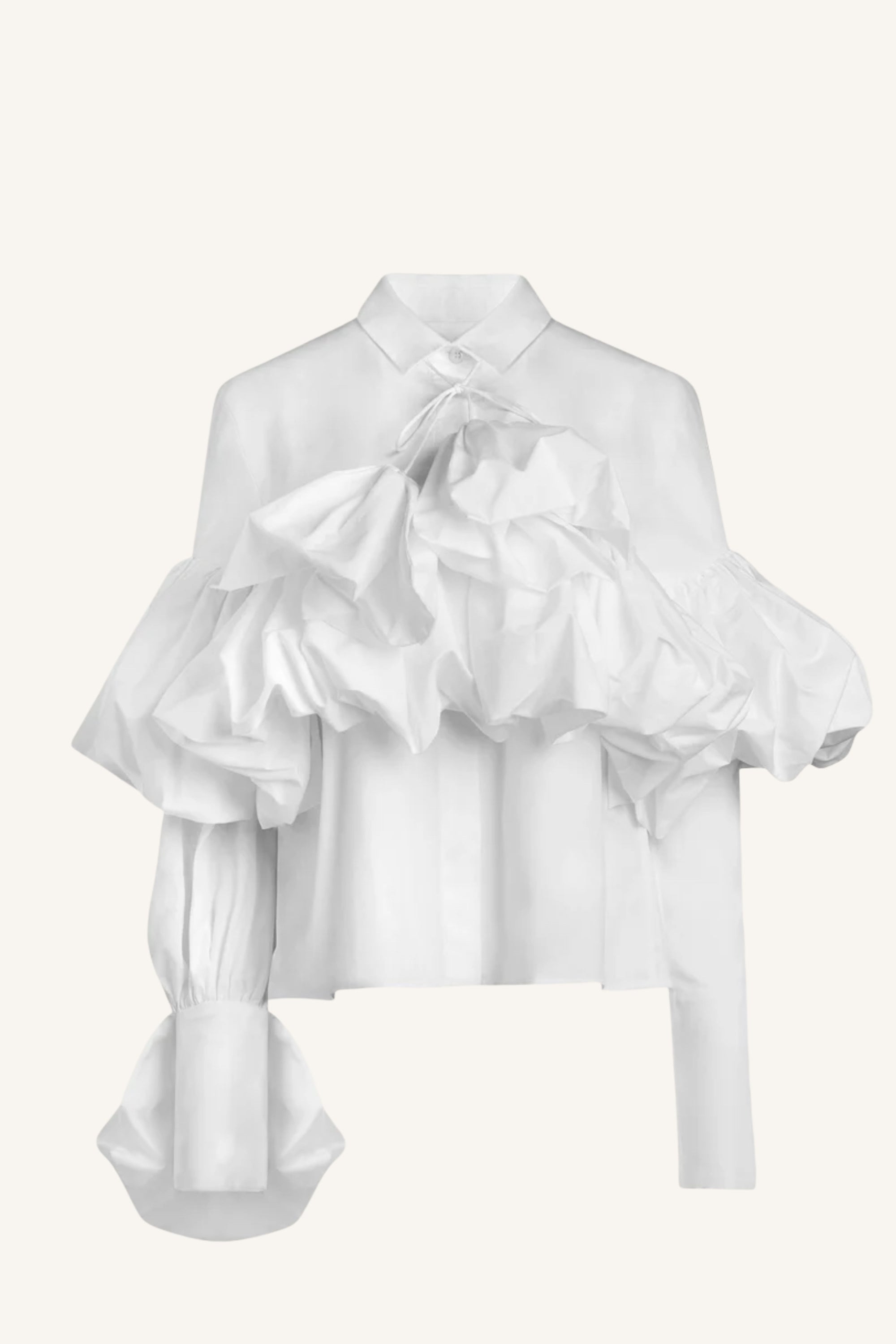 Gathered Tie-Neck Shirt