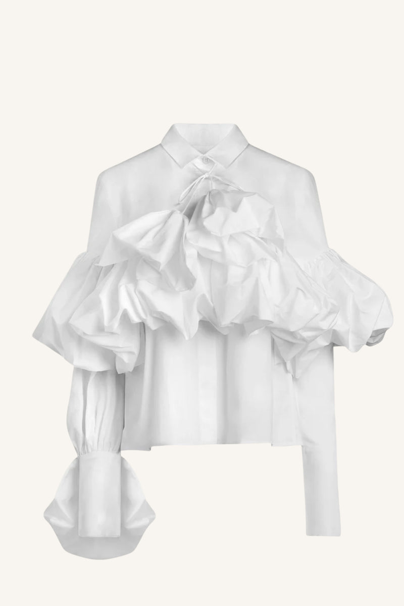 Gathered Tie-Neck Shirt