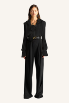 Ruffle Tie-Neck Blouse