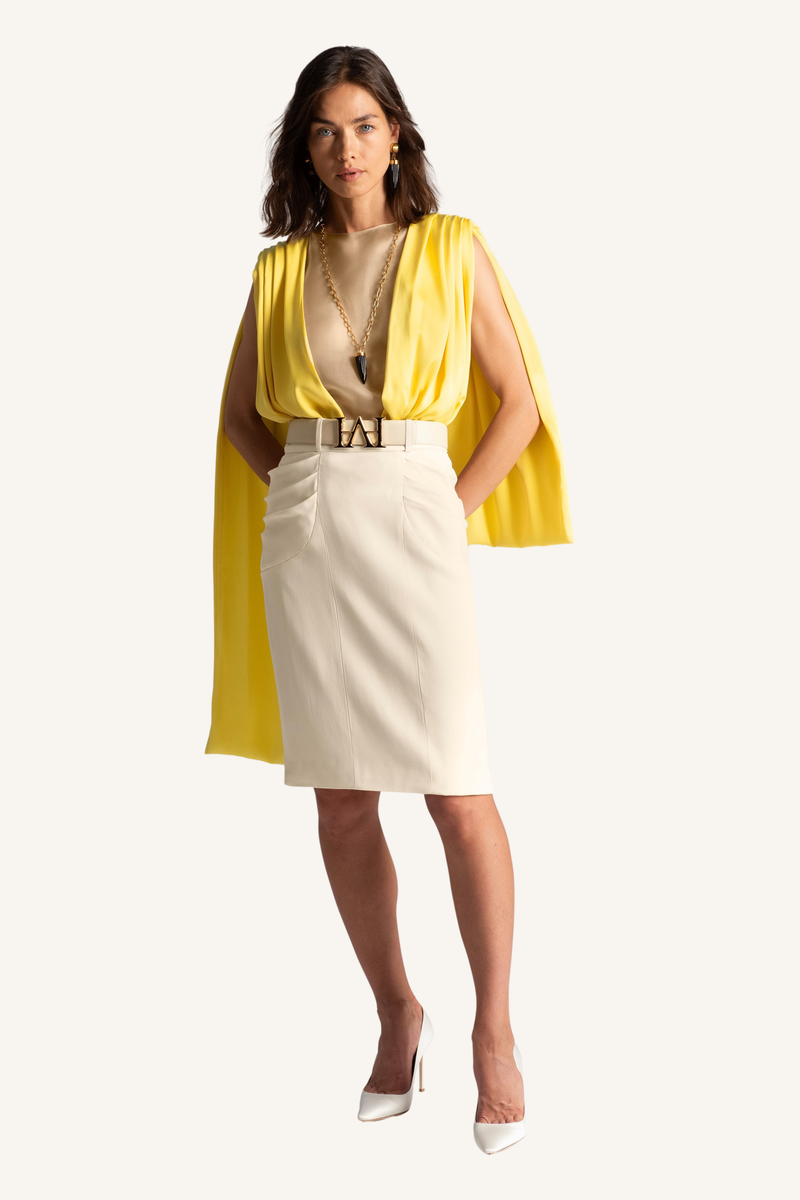 Draped Hip Pencil Skirt